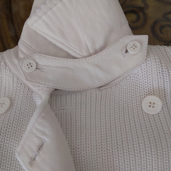 Ralph Lauren Black Label Leather Trimmed Knit Cardigan Size S - Picture 11 of 14